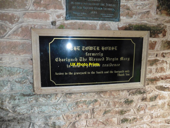Photo 6"x4" Sign inside the porch at Church of St. Mary, Charlynch Charlinch c2017