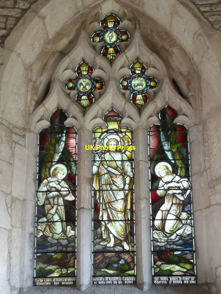Photo 6"x4" Stained glass window, Woolstone church Woolstone\/SO9630 c2017