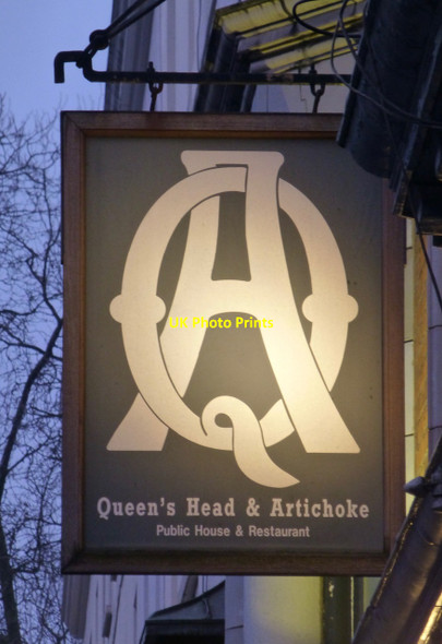 Photo 6"x4" Sign of the Queen's Head and Artichoke Marylebone\/TQ2881 c2017