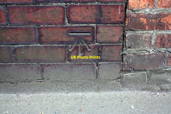 Photo 6"x4" Benchmark on wall of Cleveland Street Darlington c2016