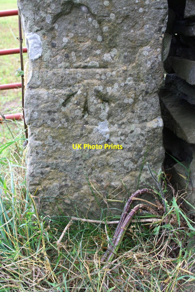 Photo 6"x4" Benchmark on gatepost beside West Moor Lane near Willow Garth Spennithorne c2016