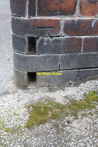 Photo 6"x4" Benchmark on wall bounding #24 Armley Park Road Burley\/SE2734 c2016