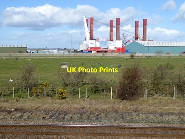Photo 6"x4" Wind Turbine Installation Vessel at Cargo Fleet Wharf Cargo Fleet c2017