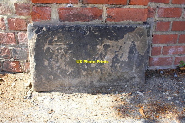 Photo 6"x4" Benchmark on gatepier at former entrance to St Augustine's Centre Darlington c2016