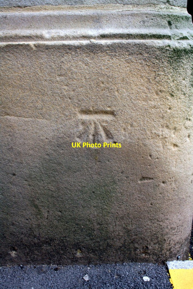 Photo 6"x4" Benchmark on railway station clock tower Darlington c2016
