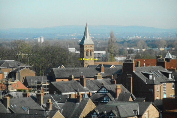 Photo 6"x4" Church of St George and Altrincham rooftops Altrincham c2017