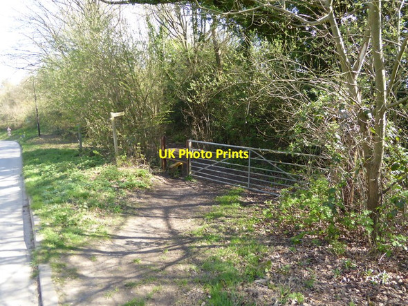 Photo 6"x4" Footpath crosses farm track to stile by trees Crawley Down\/TQ3437 c2017