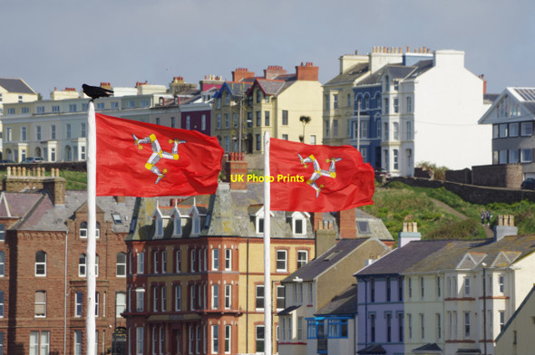 Photo 6"x4" Isle of Man flags, Peel Peel\/SC2484 c2017