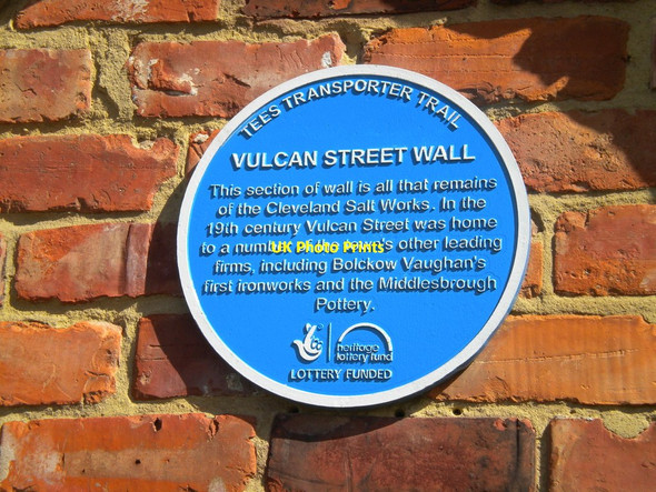 Photo 6"x4" Blue plaque on Vulcan Street wall, Middlesbrough (1) Port Clarence c2017