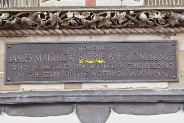 Photo 6"x4" J.M. Barrie plaque Nottingham\/SK5641 c2017
