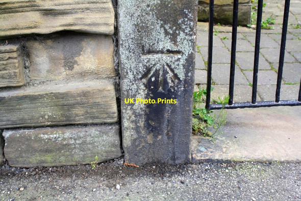 Photo 6"x4" Benchmark on gatepost of #23 Carlisle Road Pudsey\/SE2233 c2017