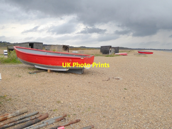 Photo 6"x4" Red boats on Dunwich beach Dunwich c2017