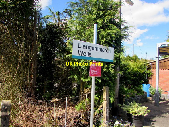 Photo 6"x4" Llangammarch Wells railway station name sign Llangammarch Wells c2017