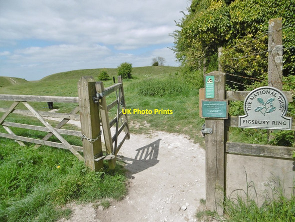 Photo 6"x4" Figsbury, gate & marker Firsdown c2017