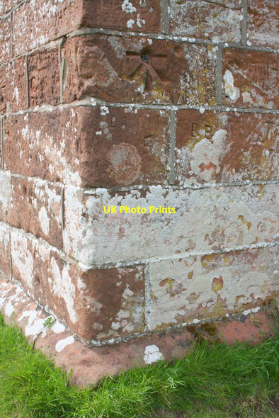Photo 6"x4" Corner of Beacon Tower showing Ordnance Survey benchmark Penrith c2015