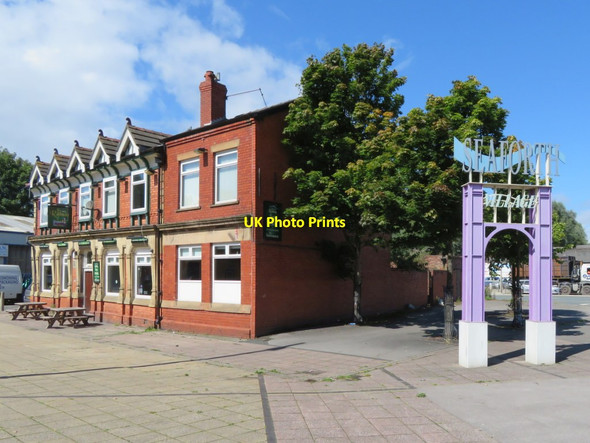 Photo 6"x4" The Railway Inn, Litherland and Sefton Village sign Litherland c2017