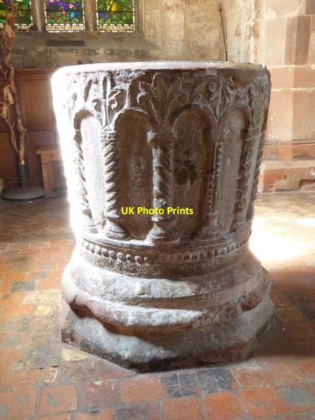 Photo 6"x4" Font in Claverley church Claverley c2017