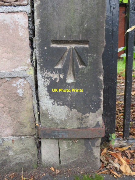 Photo 6"x4" Impressive bench mark on the gatepost to #20 Damfield Lane, Maghull Maghull c2017
