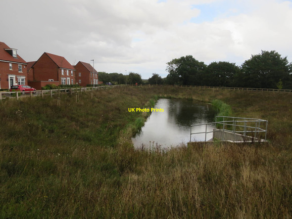 Photo 6"x4" Run off pond, Bure Meadows development Aylsham c2017