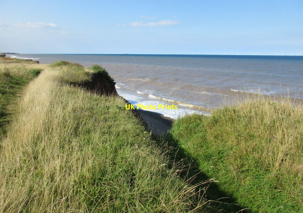 Photo 6"x4" Drain cutting through the cliff face Holmpton c2017