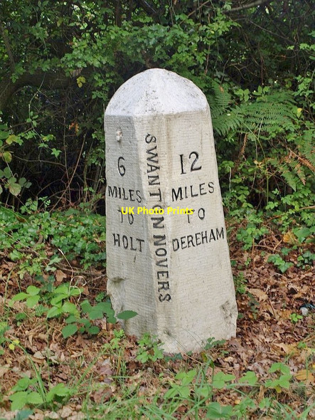 Photo 6"x4" Old Milestone by the B1110, Swanton Novers, Norfolk Swanton Novers c2017