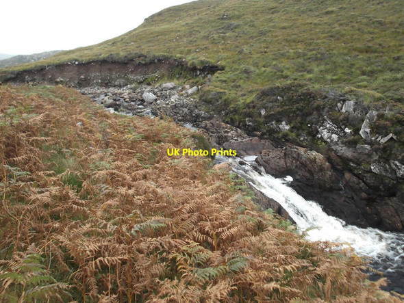 Photo 6"x4" Waterfall below the broken dam Achriesgill c2020