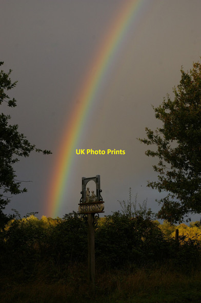Photo 6"x4" Rainbow over the village sign, Sibton Sibton c2020
