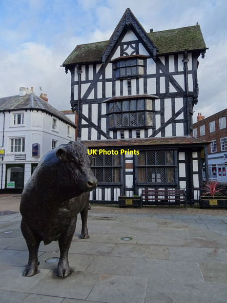 Photo 6"x4" Bull sculpture on High Town Hereford c2020