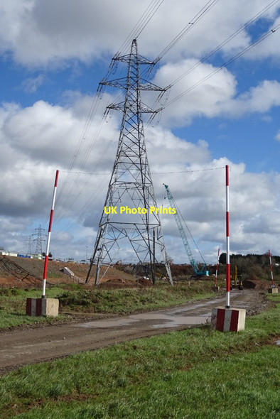 Photo 6"x4" Pylons and roadworks Powick c2021