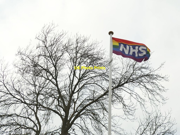Photo 6"x4" NHS flag, Gildersome village green Morley\/SE2627 c2021