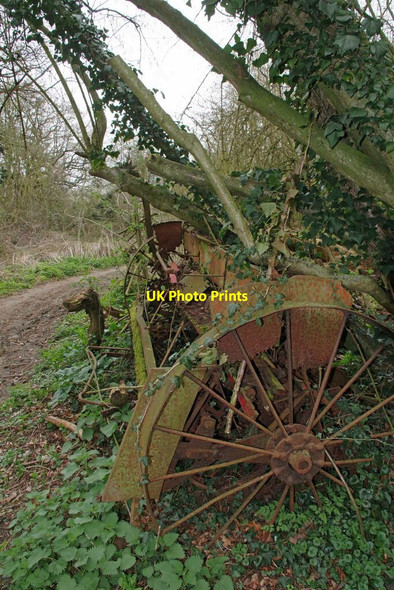 Photo 6"x4" Old Seed Drill by the Bridleway Hadstock c2021
