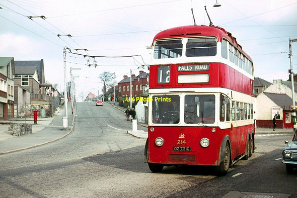 Photo 6"x4" Belfast Trolleybus 214 at the junction of Whitewell Road and Shore Road - 1968 Newtownabbey c1968
