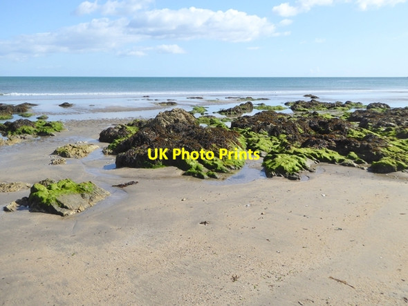 Photo 6"x4" Coastal rocks on Clonea Strand Ballinroad c2017