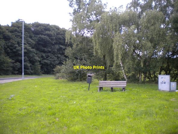 Photo 6"x4" Bench and bin next to Forest Lane east of Papplewick Papplewick c2017