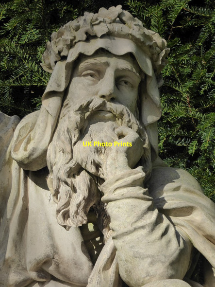 Photo 6"x4" Detail of a Neptune statue Dunstall Common c2017