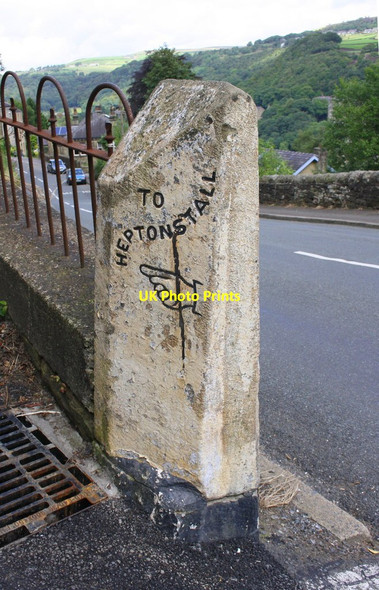 Photo 6"x4" Guidestone at Lee Wood Road \/ Heptonstall Road junction Hebden Bridge c2017
