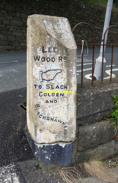 Photo 6"x4" Guidestone at Lee Wood Road \/ Heptonstall Road junction Hebden Bridge c2017 P1