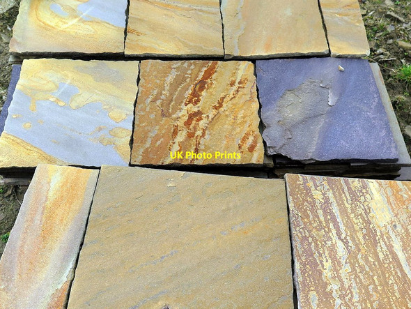 Photo 6"x4" Sandstone tiles, Ladycross Bank Quarry Colpitts Grange c2017