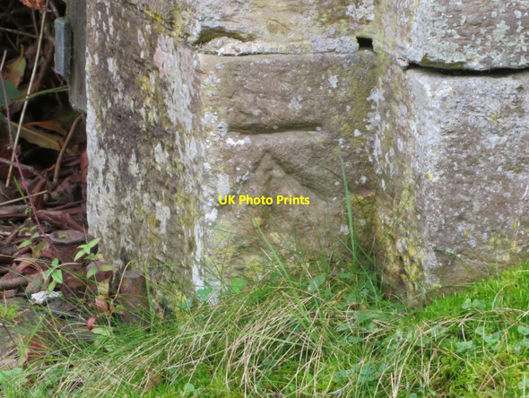 Photo 6"x4" Bench mark on Birk's Lodge gatepost Dobs Hill c2017