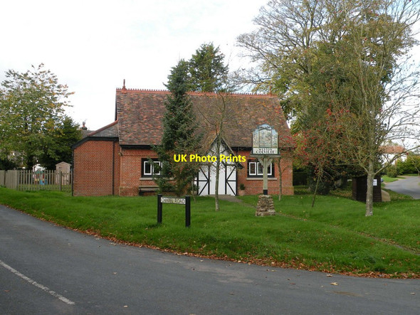 Photo 6"x4" Village Sign and Reading Room, Weston Colville Weston Green\/TL6252 c2017