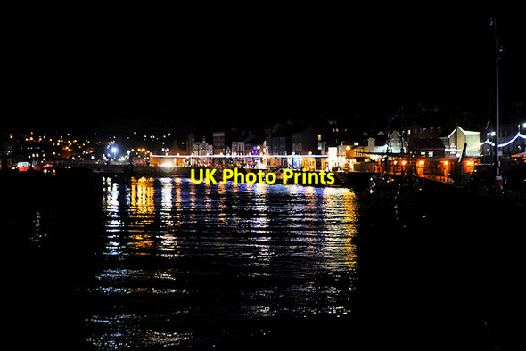 Photo 6"x4" Whitby Harbour at Night Whitby\/NZ8910 c2017