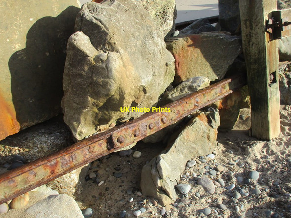 Photo 6"x4" Re-used railway track Hornsea c2017