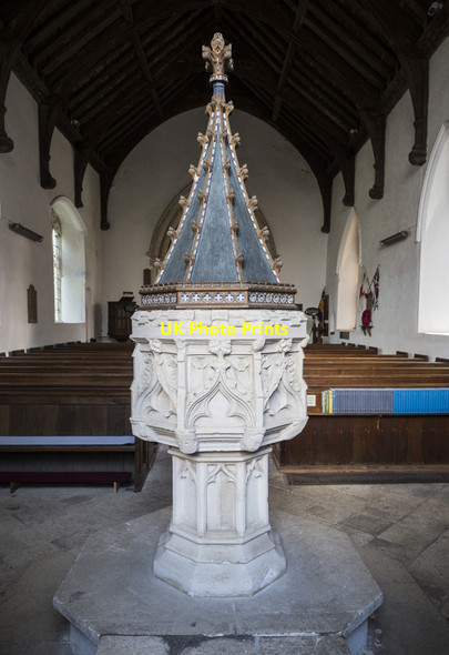 Photo 6"x4" St Mary, Brettenham - Font Brettenham\/TL9653 c2017