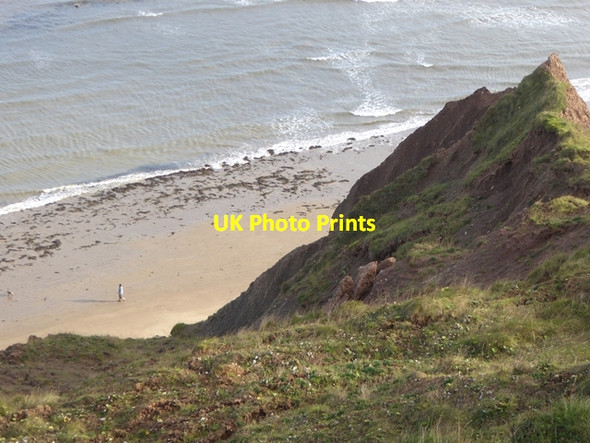 Photo 6"x4" Figure on the beach at Cattersty Sands Brotton c2017