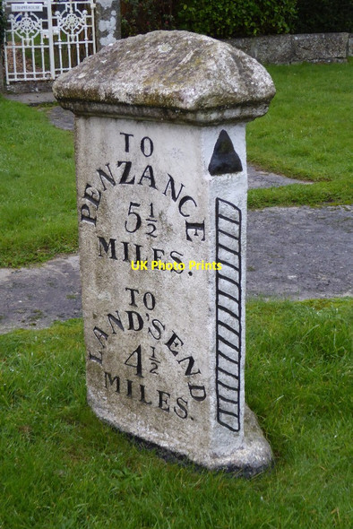 Photo 6"x4" Milestone at Crow-an-wra on the A30 Crows-an-wra c2017