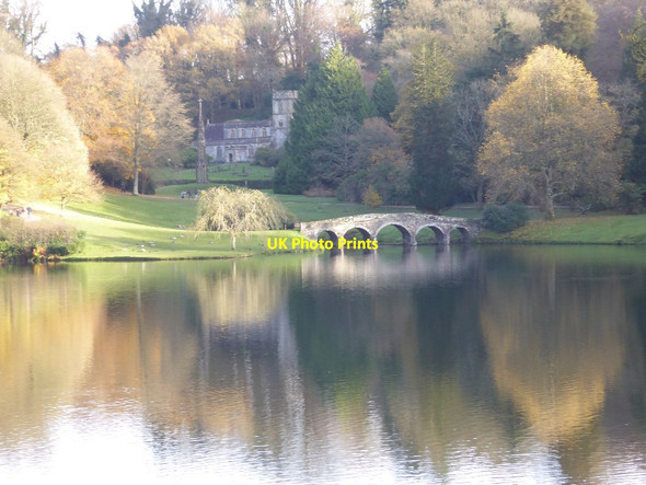 Photo 6"x4" Stourton church and Palladian Bridge Gasper c2017