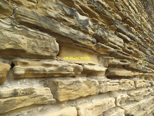 Photo 6"x4" Eroded stone wall on Armley Ridge Road - detail Upper Armley c2017