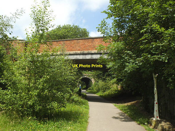 Photo 6"x4" Bridge, tunnel and milepost on the Spen Valley Greenway Liversedge c2017