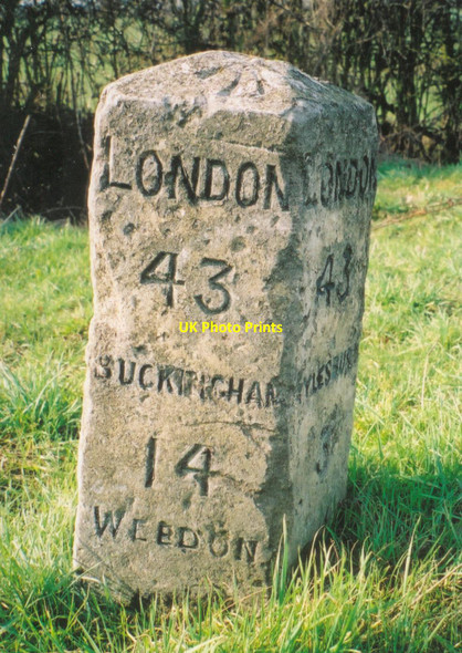 Photo 6"x4" Old Milestone by the A413, west of Weedon East End\/SP8118 c2003