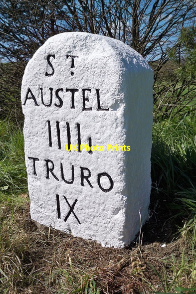 Photo 6"x4" Old Milestone by the A390, north east of Grampound Hewas Water c1996